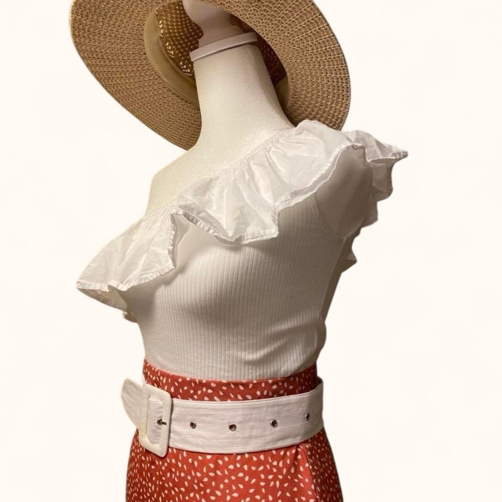 Zara White One-Shoulder Ruffle Blouse - Picture 3 of 5